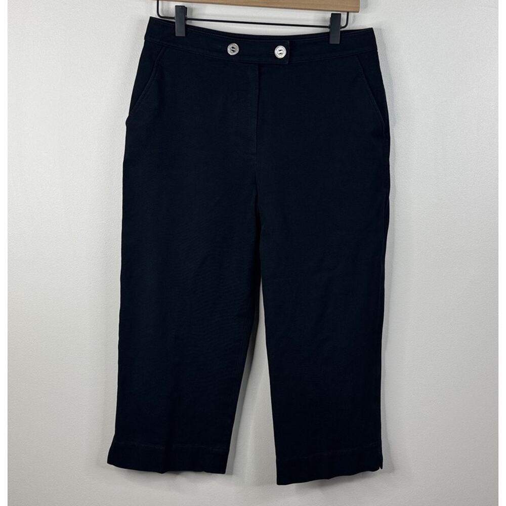 St. John Sport Marie Gray Black Ponte Nautical Trouser Size 8 Ankle Crop Pants